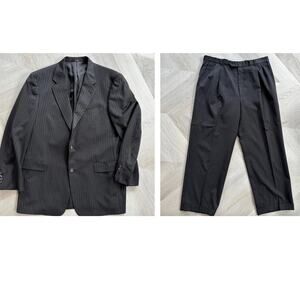 Hart Schaffner Marx Gold Trumpeter Nordstrom Wool Pinstripe Suit 43 43R